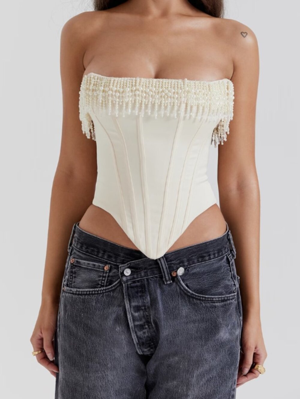 House of CB vintage cream embellished satin corset